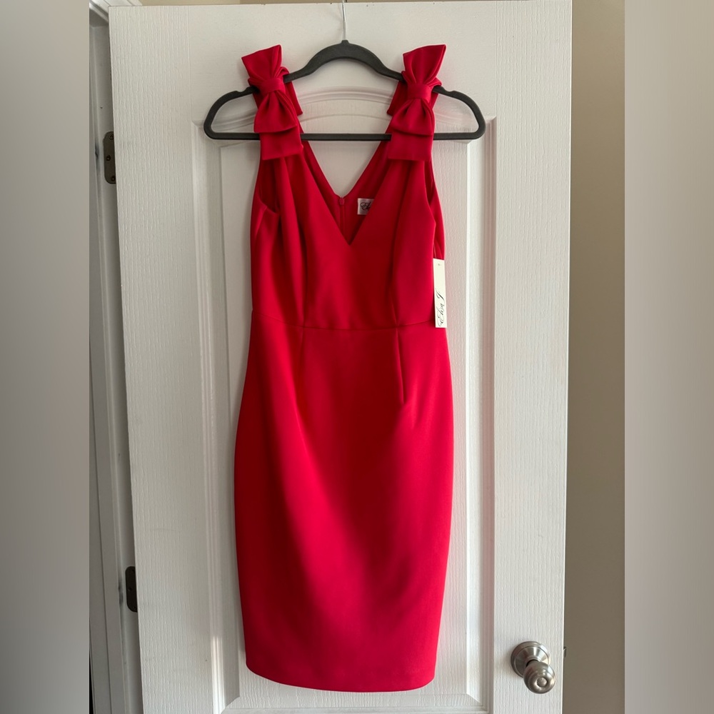 Eliza J Red V-Neck Sheath Mini Dress